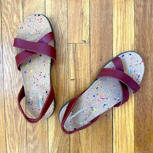 MERRELL Women’s Napa Valley Slingback Leather Cork Sandals Merlot Red Size 9